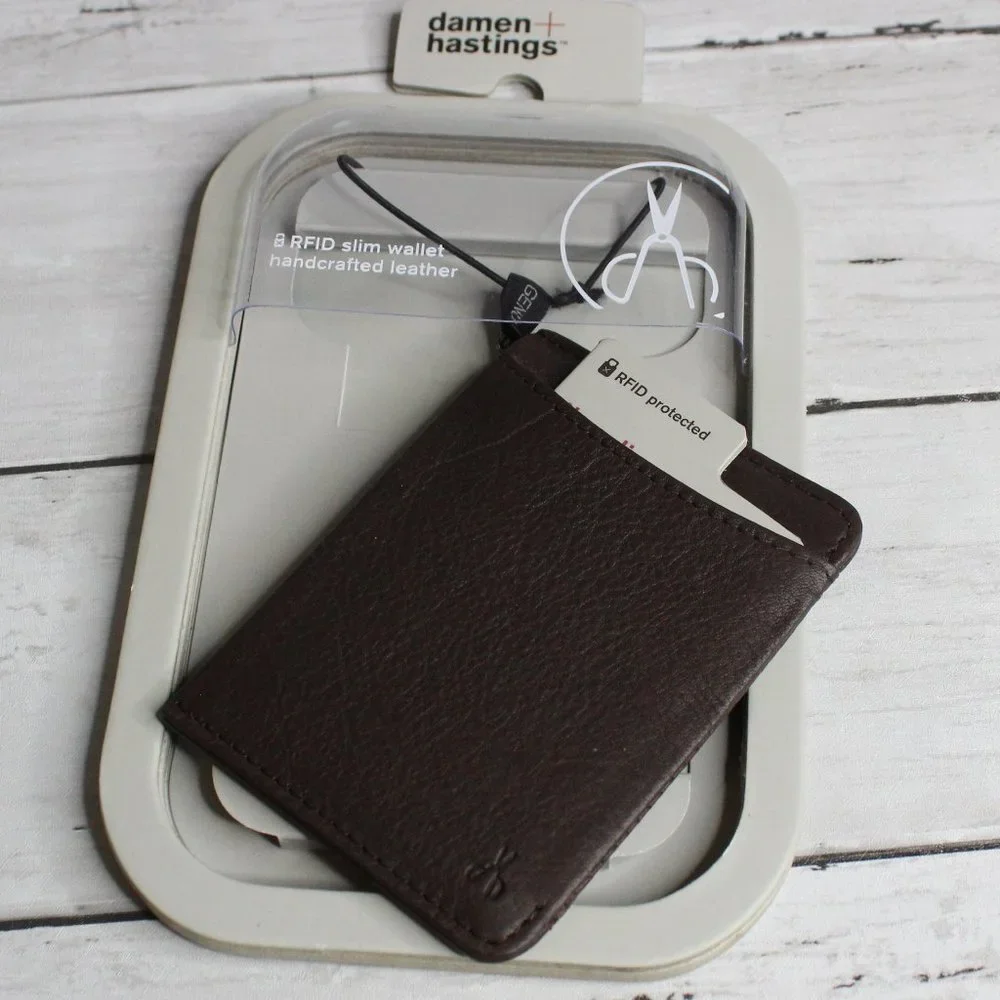 Damen Hastings Handcrafted Men's Genuine Leather Slim RFID Brown Wallet